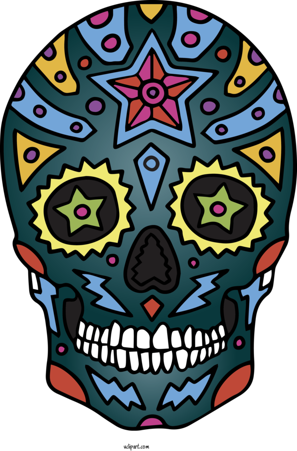 Free Holidays Skull Art Drawing Calavera For Cinco De Mayo Clipart Transparent Background