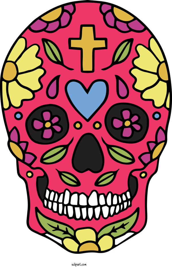 Free Holidays Skull Art Cartoon Drawing For Cinco De Mayo Clipart Transparent Background