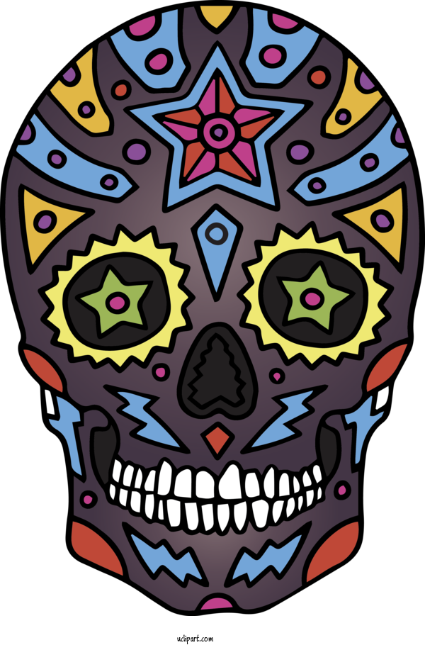Free Holidays Skull Art Day Of The Dead Drawing For Cinco De Mayo Clipart Transparent Background
