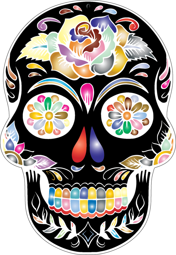 Free Day Of The Dead Skull Bone Clipart Clipart Transparent Background