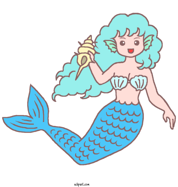 Free Nature Coloring Book Mermaid M Summer For Ocean Clipart Transparent Background
