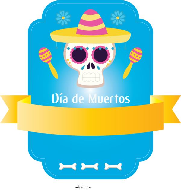 Free Holidays Logo Hat Yellow For Day Of The Dead Clipart Transparent Background