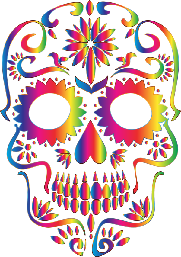 Free Day Of The Dead Line Bone Skull Clipart Clipart Transparent Background