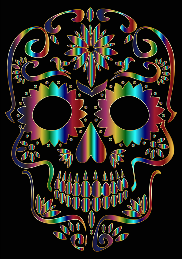 Free Day Of The Dead Skull Bone Psychedelic Art Clipart Clipart Transparent Background