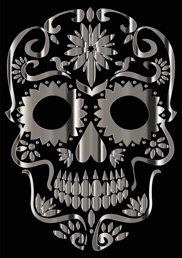 Free Day Of The Dead Bone Skull Black And White Clipart Clipart Transparent Background