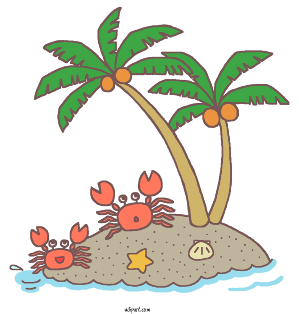Free Nature Palm Trees Fresh Crab Coloring Book For Ocean Clipart Transparent Background