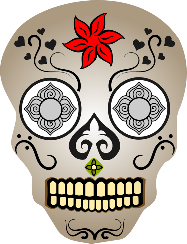 Free Day Of The Dead Bone Head Skull Clipart Clipart Transparent Background