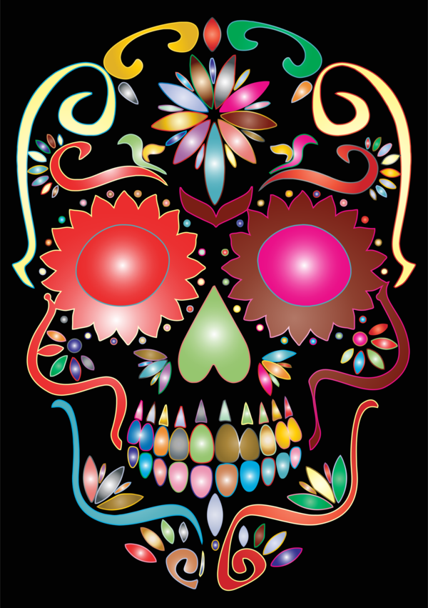 Free Day Of The Dead Skull Bone Flower Clipart Clipart Transparent Background