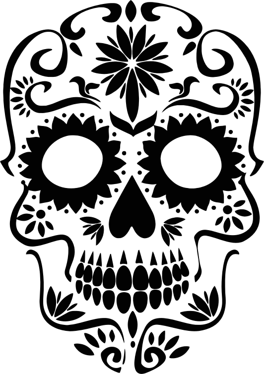 Free Day Of The Dead Black And White Bone Head Clipart Clipart Transparent Background