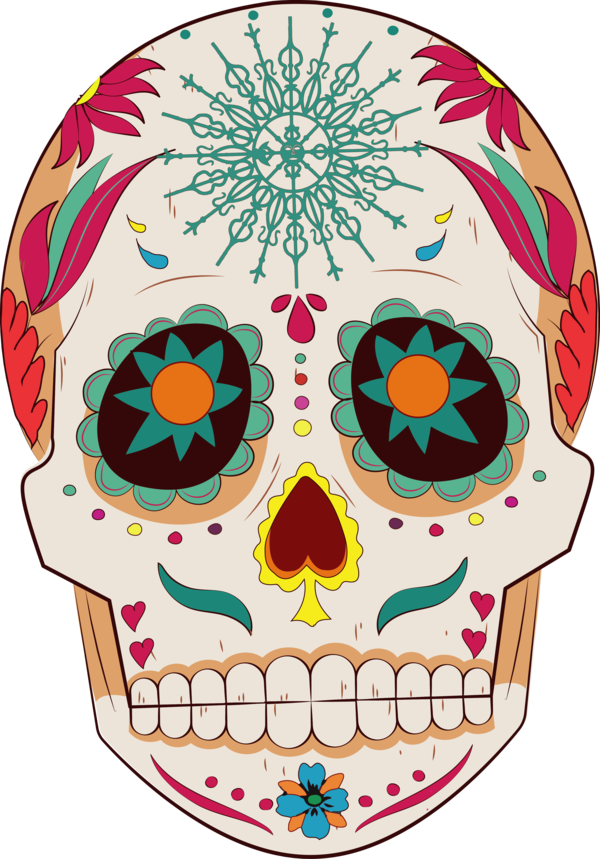 Free Day Of The Dead Bone Skull Flower Clipart Clipart Transparent Background