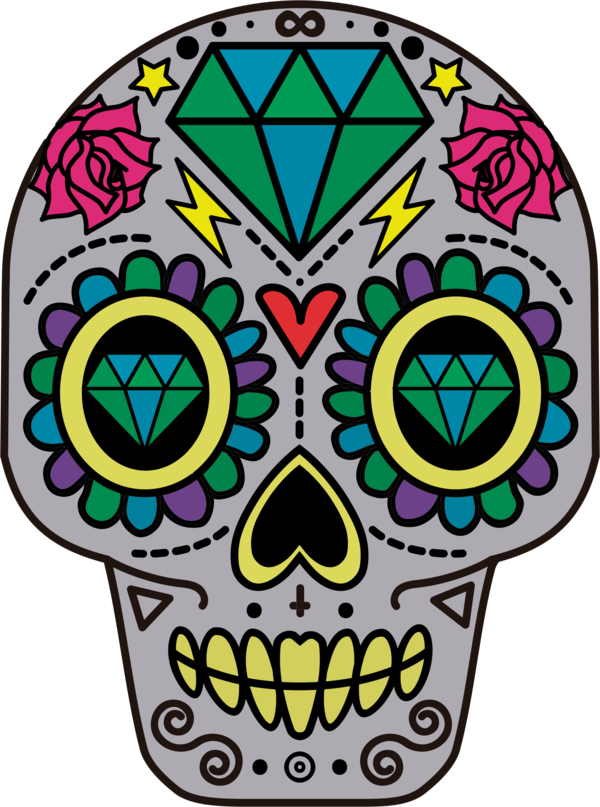 Free Day Of The Dead Skull Flower Bone Clipart Clipart Transparent Background
