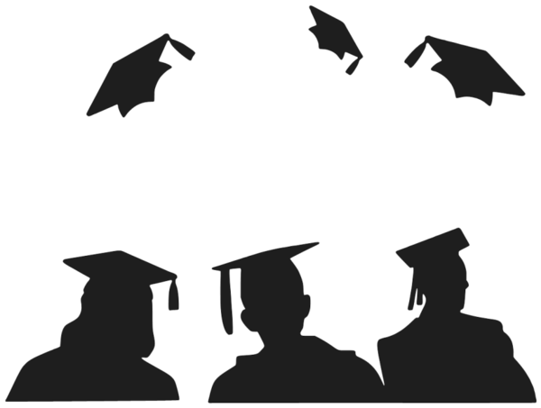 Free Kindergarten Silhouette Black And White Mortarboard Clipart Clipart Transparent Background