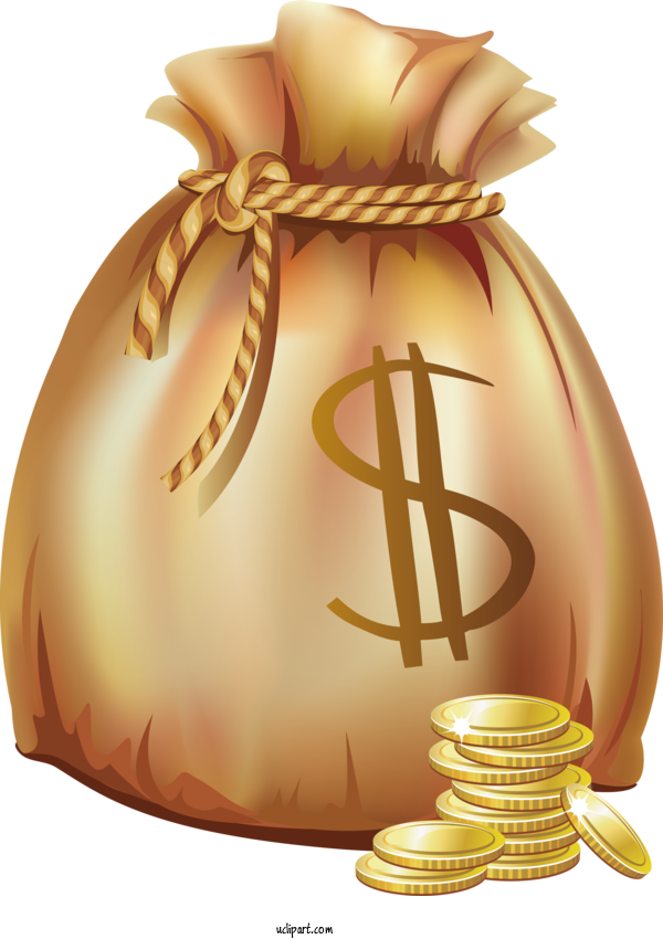 Free Business Money Bag Gold Bag For Money Clipart Transparent Background
