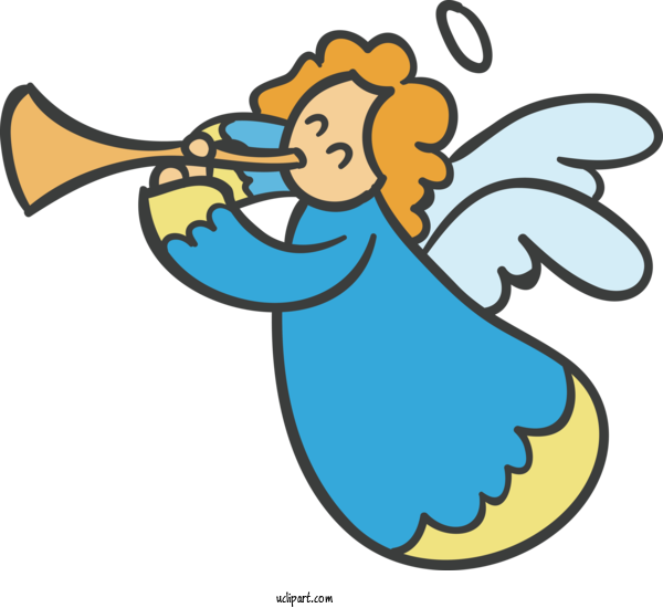 Free Cartoon Cartoon Trumpet Angel For Angel Clipart Transparent Background