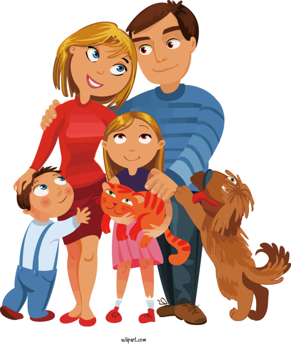 Free Holidays Dog Cat Family For Family Day Clipart Transparent Background