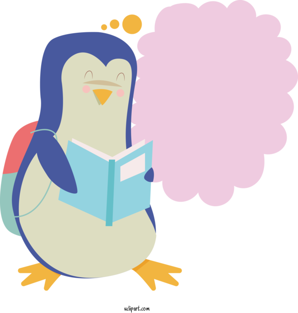 Free School Penguins Character Purple For Back To School Clipart Transparent Background