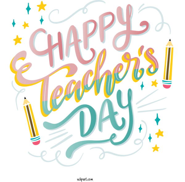 Free Holidays Logo Calligraphy Yellow For Teachers Day Clipart Transparent Background
