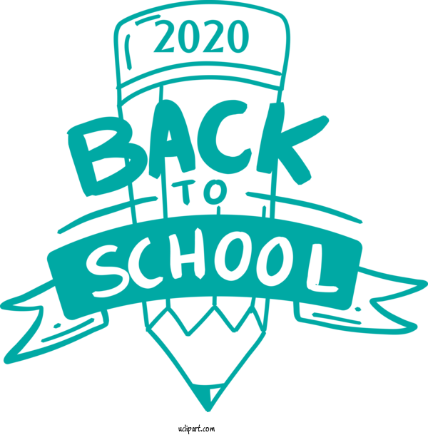 Free School Logo Font Teal For Back To School Clipart Transparent Background