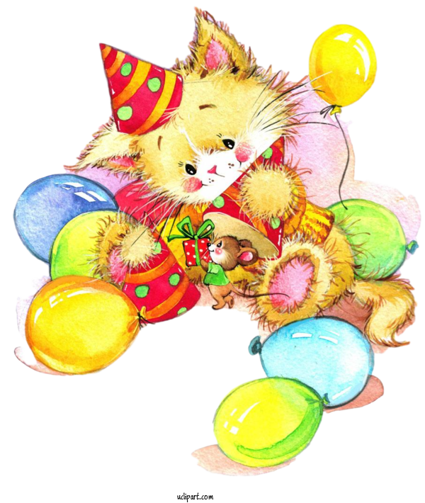 Free Animals Birthday Greeting Card Gift For Cat Clipart Transparent Background