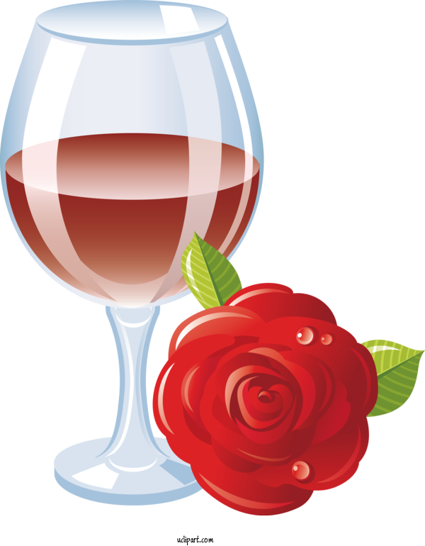 Free Holidays Wine Glass Flower Wine For Valentines Day Clipart Transparent Background