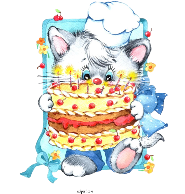 Free Animals Birthday Cat Puppy For Cat Clipart Transparent Background