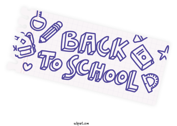Free School Font Logo Line For Back To School Clipart Transparent Background