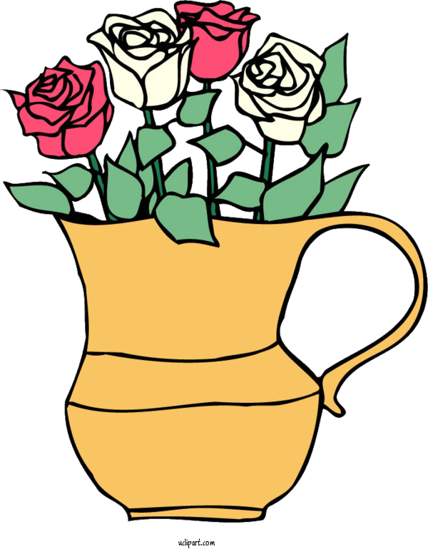 Free Flowers Flower Design Vase For Rose Clipart Transparent Background