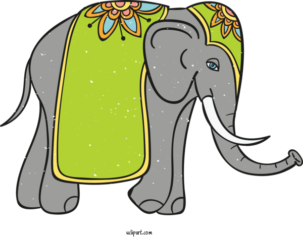 Free Holidays Indian Elephant African Elephants Text For Diwali Clipart Transparent Background