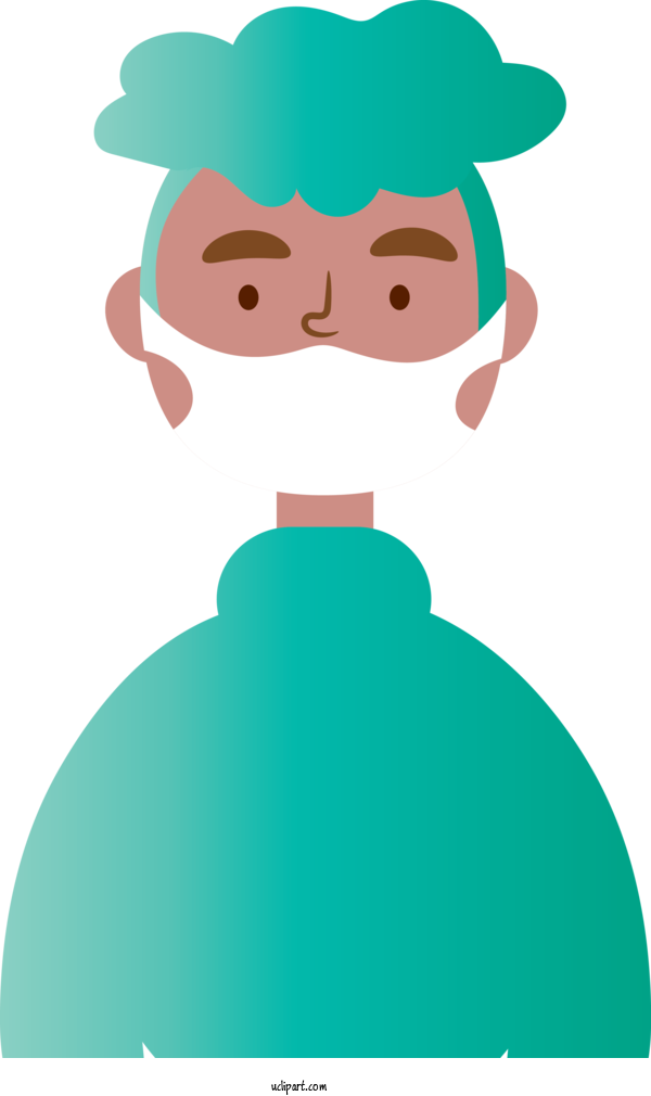 Free Medical Character Green Line For Surgical Mask Clipart Transparent Background
