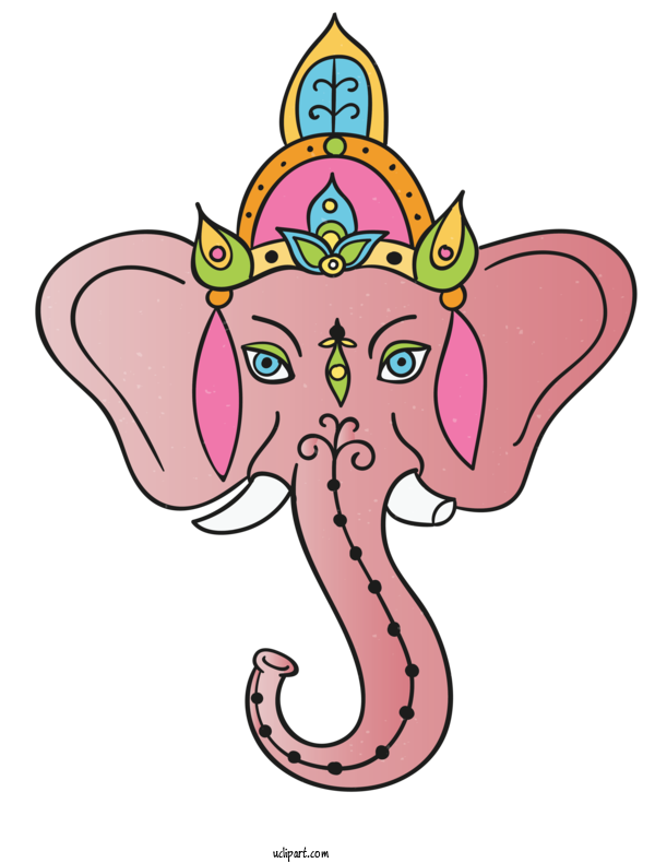 Free Holidays Indian Elephant Line Art Cartoon For Diwali Clipart Transparent Background