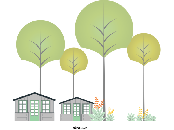 Free Buildings Leaf Green M Tree For House Clipart Transparent Background