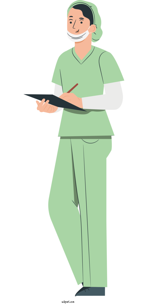 Free Occupations Cartoon Character Green For Doctor Clipart Transparent Background
