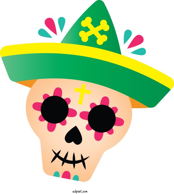 Free Holidays Hat Party Hat Flower For Day Of The Dead Clipart Transparent Background