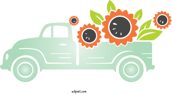 Free Flowers Car Design Green For Sunflower Clipart Transparent Background