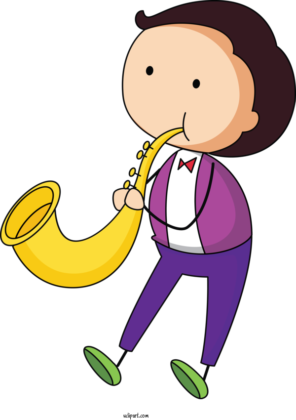 Free People Saxophone Drawing Cartoon For Kid Clipart Transparent Background