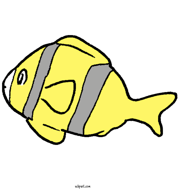 Free Animals Line Art Cartoon Yellow For Fish Clipart Transparent Background