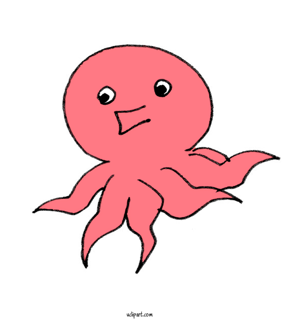 Free Animals Octopus Character Pink M For Fish Clipart Transparent Background