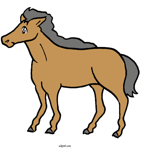 Free Animals Line Art Cartoon Icon For Horse Clipart Transparent Background