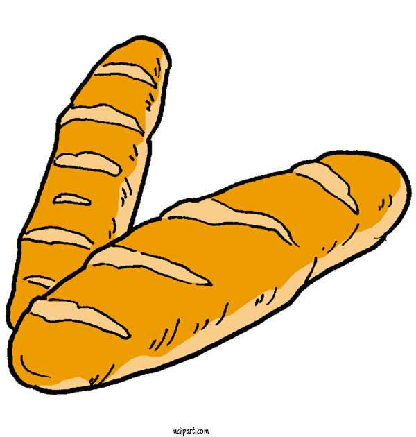 Free Food Bread Baguette Croissant For Breakfast Clipart Transparent Background