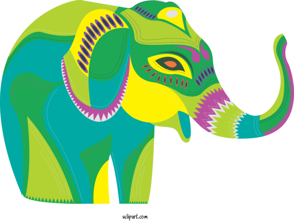 Free Animals Indian Elephant Character Green For Elephant Clipart Transparent Background