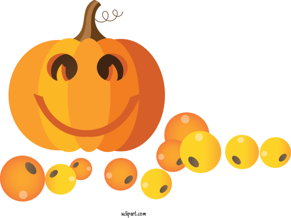 Free Nature	 Jack O' Lantern Pumpkin Smiley For Autumn Clipart Transparent Background