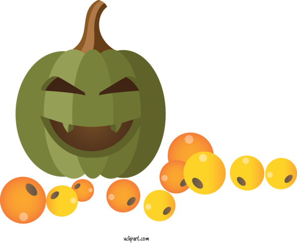 Free Nature	 Jack O' Lantern Gourd Mandarin Orange For Autumn Clipart Transparent Background