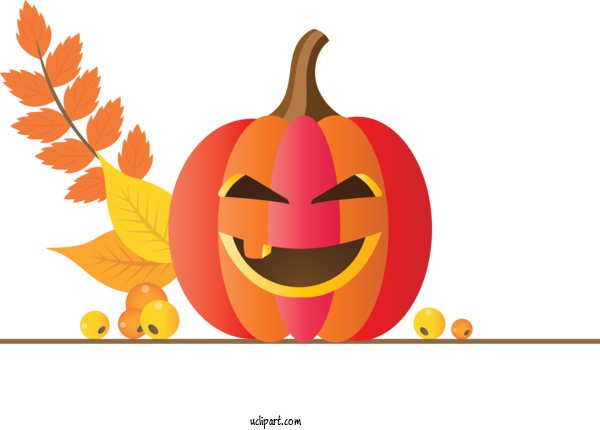 Free Nature	 Jack O' Lantern Pumpkin Smiley For Autumn Clipart Transparent Background