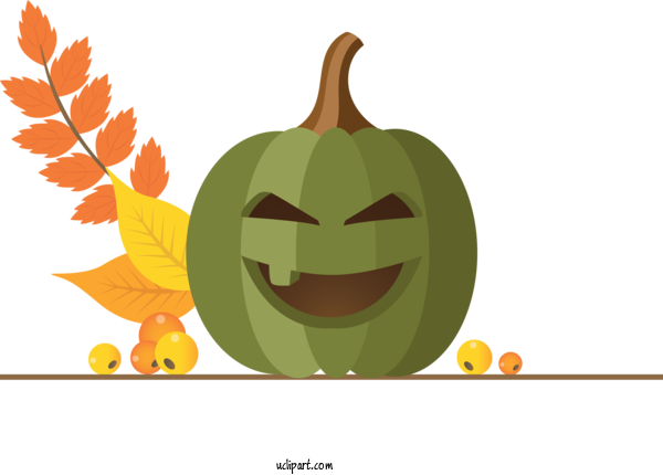 Free Nature	 Jack O' Lantern Gourd Design For Autumn Clipart Transparent Background