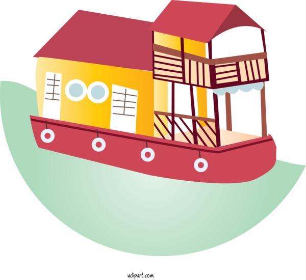 Free Buildings Building Cartoon Houseboat For House Clipart Transparent Background