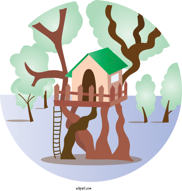 Free Buildings Tree House Cartoon Drawing For House Clipart Transparent Background