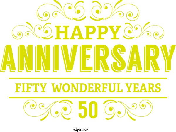 Free Occasions Font Yellow Meter For Anniversary Clipart Transparent Background