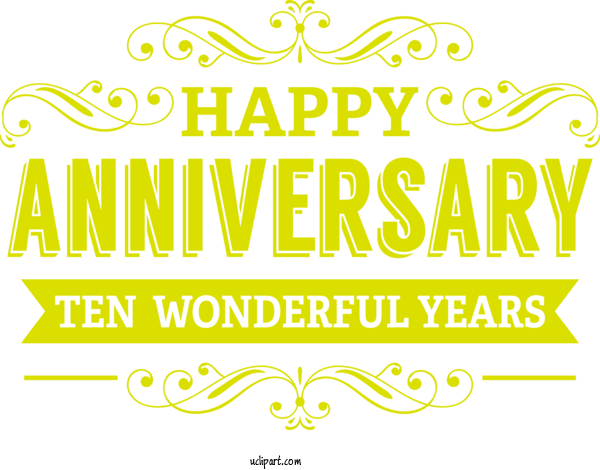 Free Occasions Yellow Font Meter For Anniversary Clipart Transparent Background
