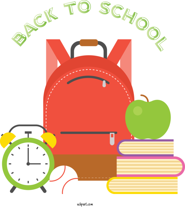 Free School Alarm Clock Text Cartoon For Back To School Clipart Transparent Background