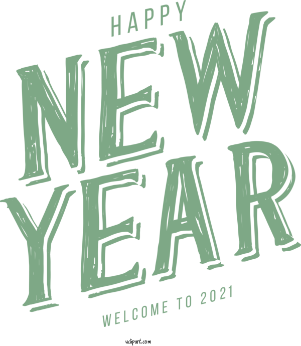 Free Holidays Logo Font Green For New Year Clipart Transparent Background